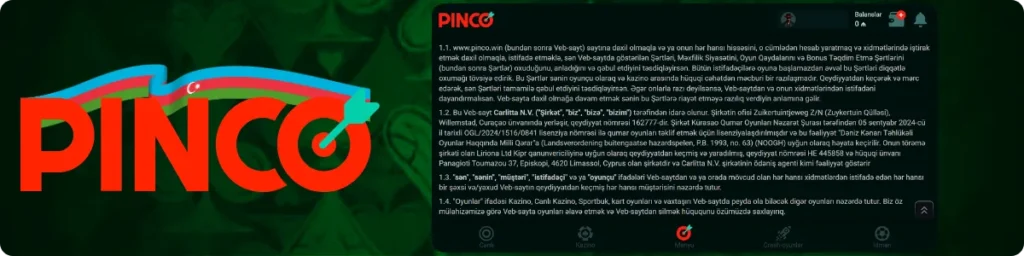 Lisenziya və təhlükəsizlik Pinco