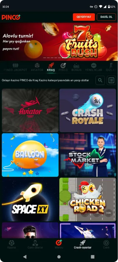 Pinco Casino Oyun Seçimi
