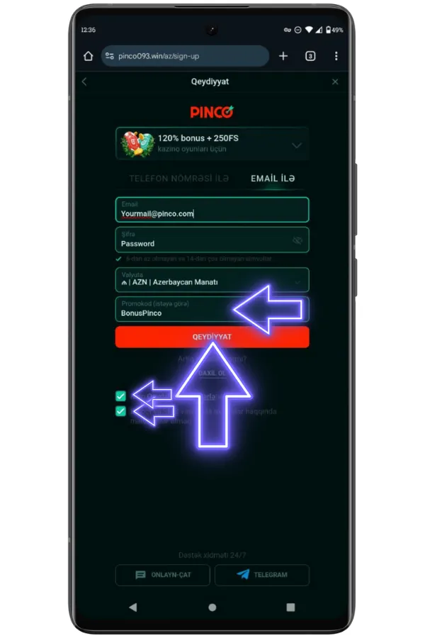 Hesabı təsdiq edin