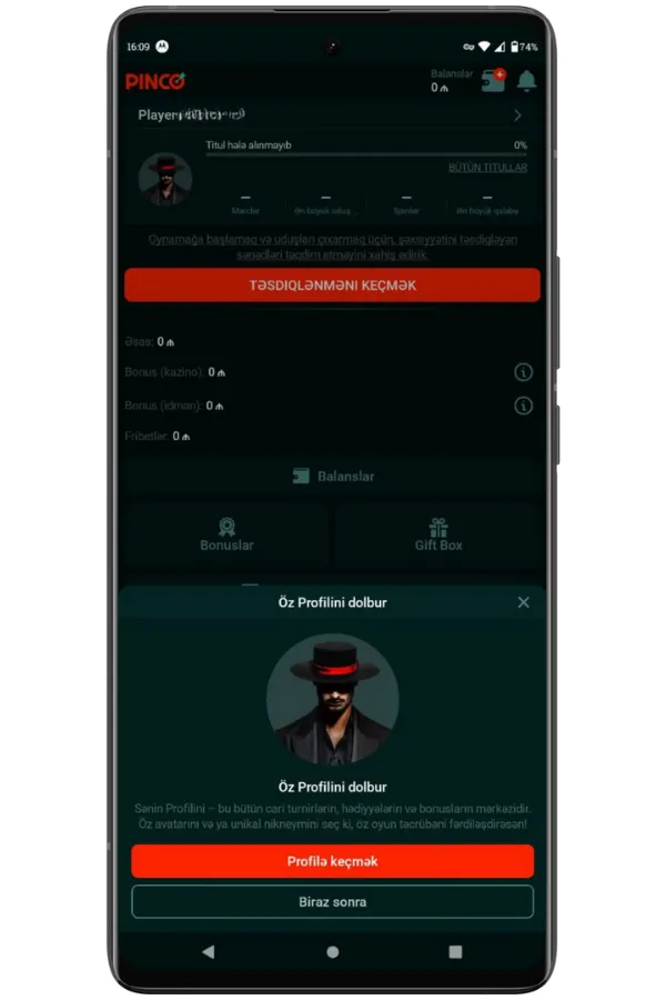 Profilinizlə bağlı bütün məlumatları görəcəksiniz