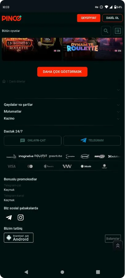 Pinco Kazino Təminatçıları və Sosial Şəbəkələr