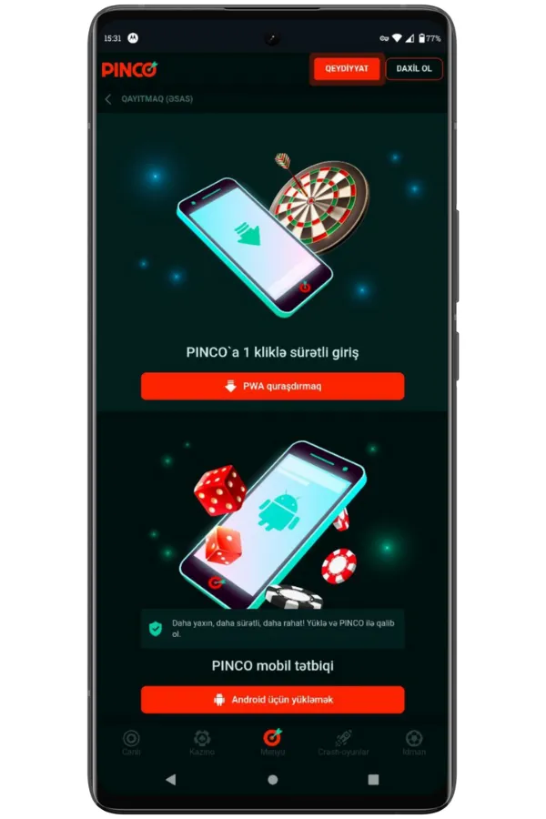 Yükləmə bölməsini tapın