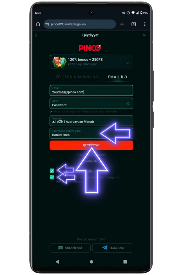 Hesabı təsdiq edin
