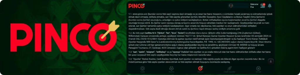 Pinco qanuni fəaliyyət icazəsi və məlumat qorunması
