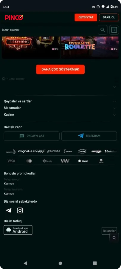Pinco Kazino Təminatçıları və Sosial Şəbəkələr