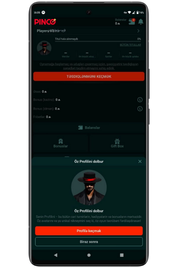 Profilinizlə bağlı bütün məlumatları görəcəksiniz