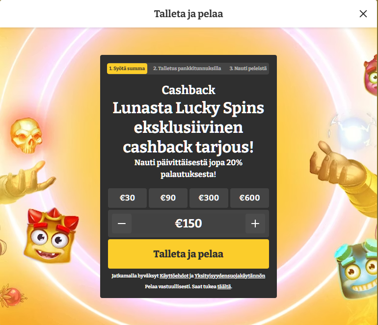 kirjautuminen Lucky Spinsiin